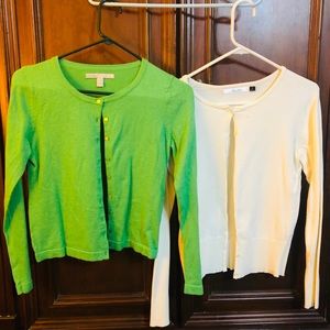 Old Navy green & ivory cardigan.